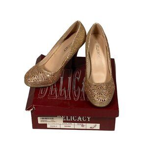 Delicacy Cassie Rose Gold Comfort High Heels Pumps Platform Stiletto Rhinestone